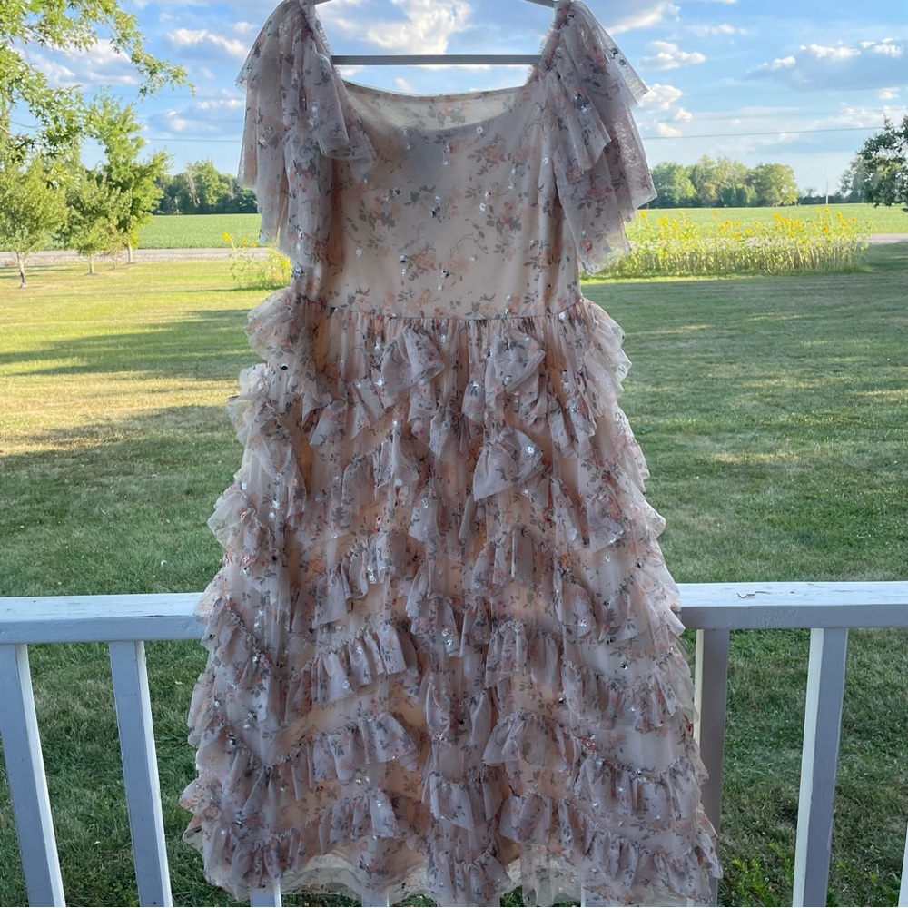 JessaKae Blush Floral Ruffle Maxi Dress - Picture 3 of 5